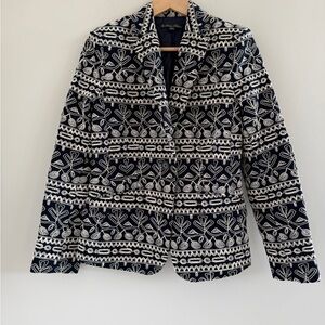 Brooks Brothers Womens 6 Navy Embroidered Blazer Office Business Coastal Preppy